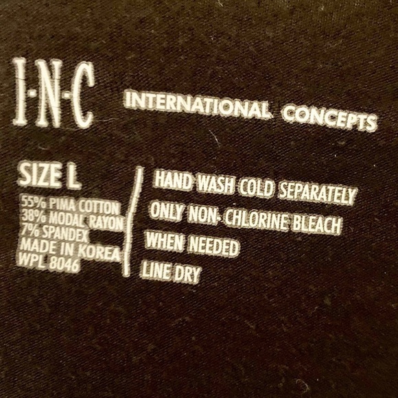 INC International Concepts Top Large Black Cotton Rayon Spandex V-Neck Long Slvs - Picture 7 of 12